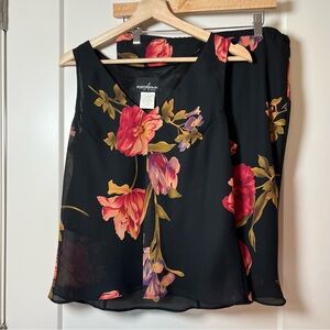 Vintage 90s Positive Attitudes Black Floral Tank & Midi Skirt Set – Petite